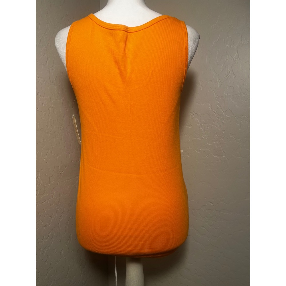 St. Johns Bay Orange Ribbed Beaded Sunburst Tank Top Petite Medium NEW - Picture 2 of 4